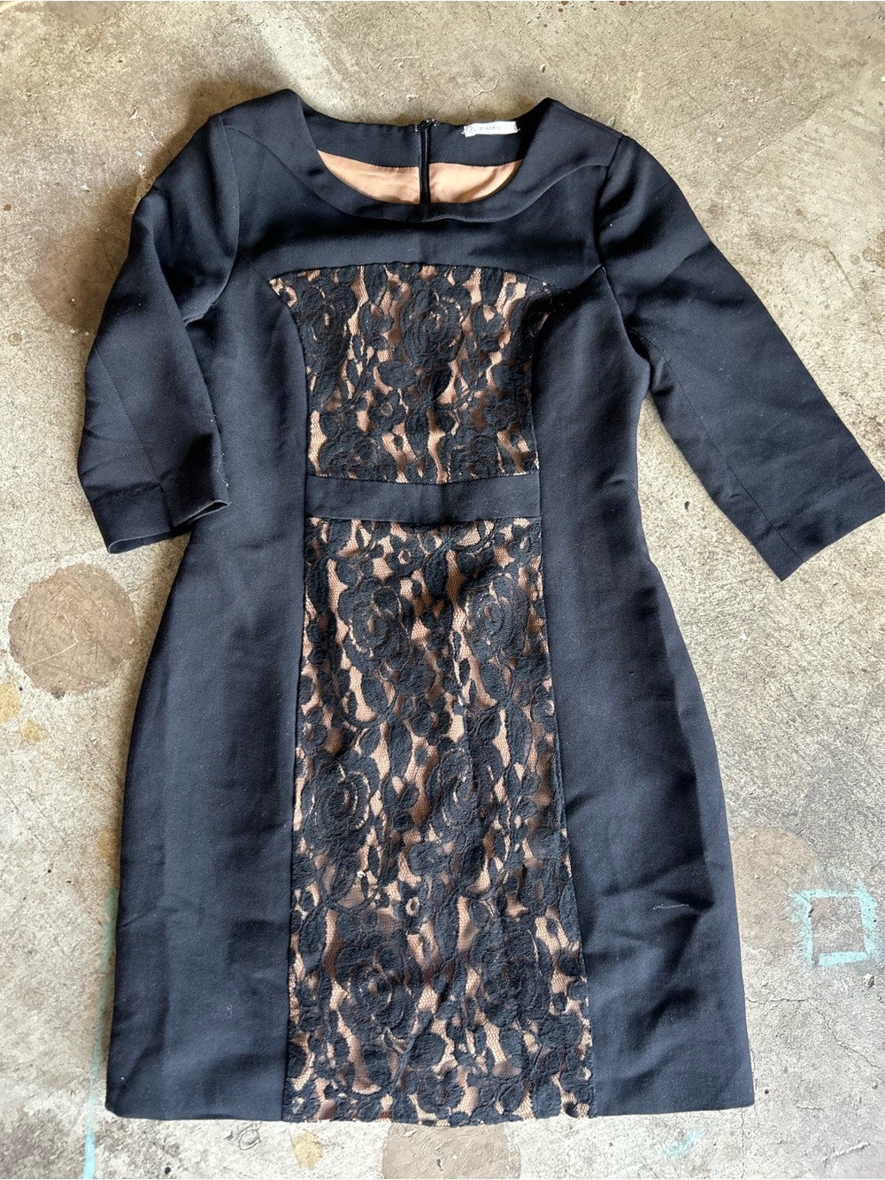 Esley Black Dress with Nude Underlay